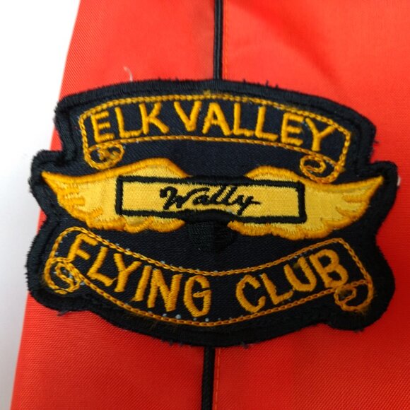 Vintage Elk Valley Flying Club Nylon Snap Jacket 52" Chest Orange - Picture 4 of 9